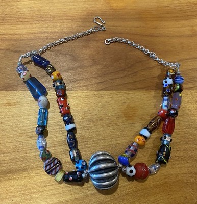 Colorful Handcrafted Glass Bead Choker Style Necklace @16 