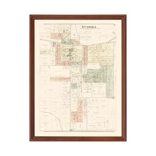 Old Map of Eureka, IL 1893 - Vintage Eureka Illinois Art