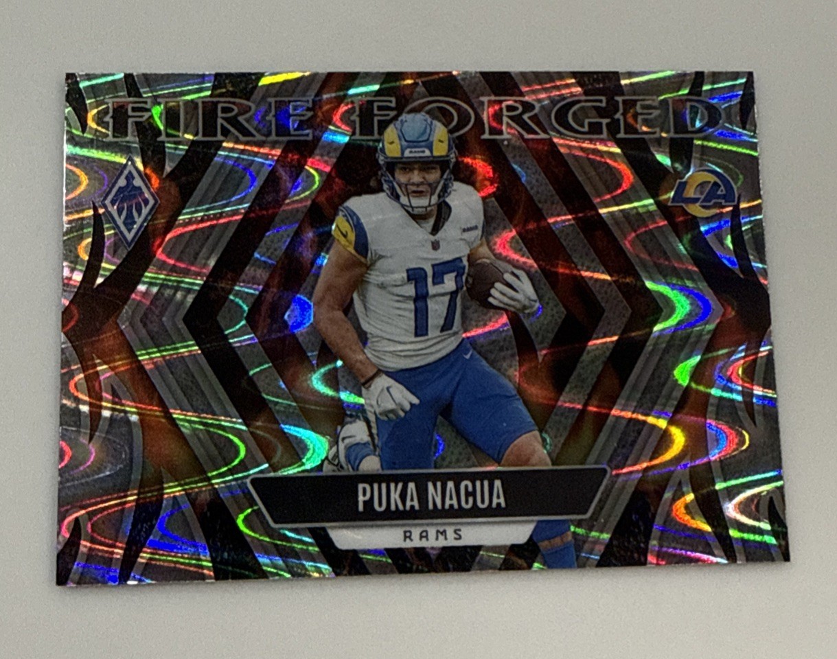 Puka Nacua 2023 Panini Phoenix #FF-8 Fire Forged Silver Seismic Rookie L.A. Rams