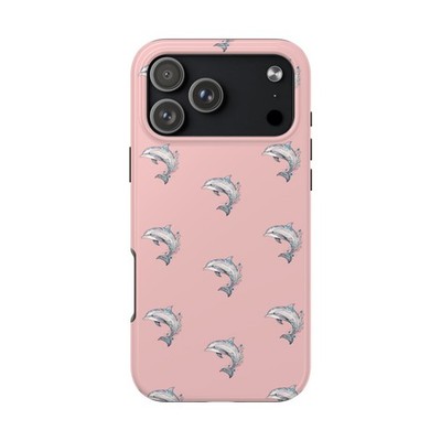 Cute Pink Dolphin Flowers Tough Case for iPhone 17, 16 & Samsung Galaxy S25, S24