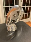 Vintage $1100 STEUBEN GLASS #8065 Perched Owl Figurine w/ Etched Eyes 5.5" Tall