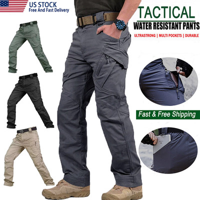 Men's Work Cargo Pants Tactical Combat Pants Outdoor Hiking Waterproof  Trousers