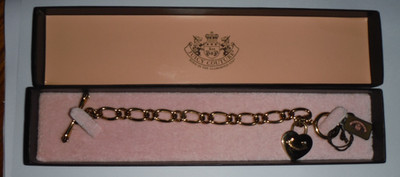 RARE Y2K Juicy Couture GOLD & Heart Padlock Starter bracelet 18cm NEW, Tag & Box
