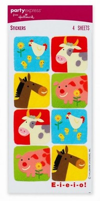 Hallmark Party Express Farm Animal Stickers 4 Sheets Barnyard EIEIO