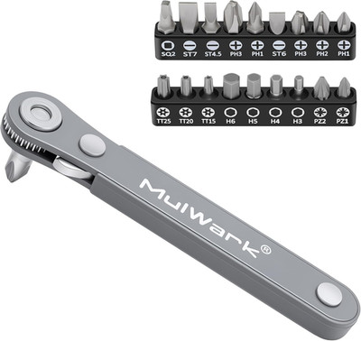 20Pc 1/4 Ultra Low Profile Mini Ratchet Wrench Close Quarters Screwdriver Set wi