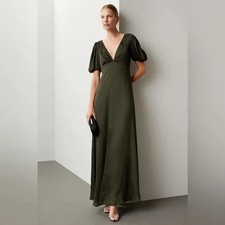 Sachin Babi Olive Green Alli Short Sleeve Gown Size 4 285