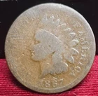 1867 1c. Indian Cent About Good