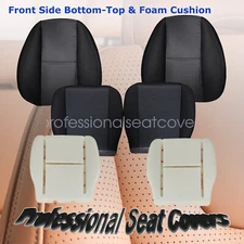 Driver & Passenger Cloth Seat Cover Black &Foam For 2007 08-2014 Chevy Silverado