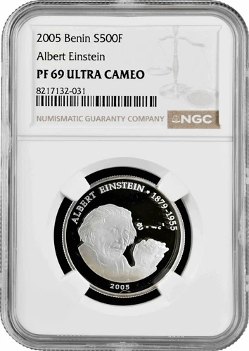 Benin 500 francs 2005, NGC PR69 UC, "Albert Einstein" Top Pop 1/0