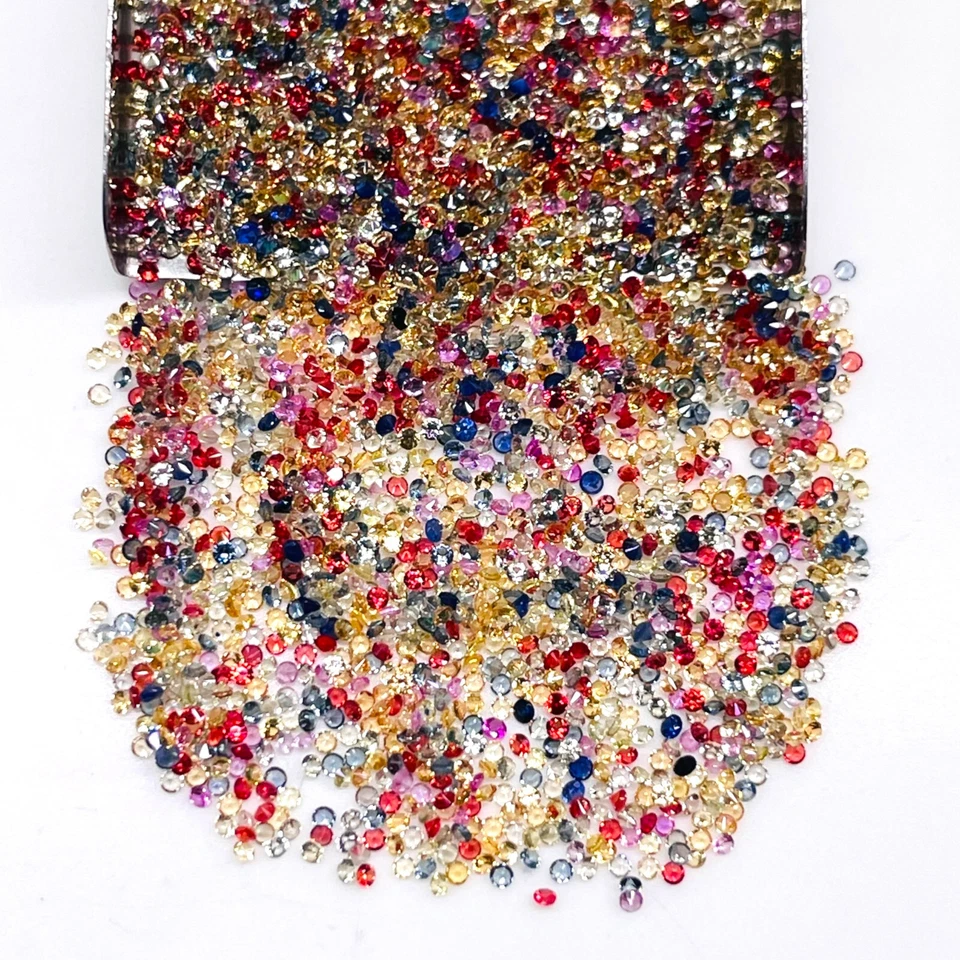 100 Pcs Natural Multi Sapphire 1mm Round Diamond Cut Dazzling Loose Gemstone Lot - Image 3 of 4