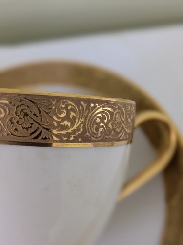 Antico piattino tazza da tè 1903 Theodore Haviland bordo oro Limoges Francia set di 10 - Foto 5 di 23