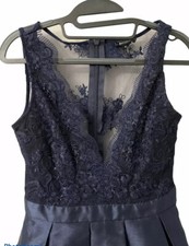 Soieblu Prom Dress Lace Scallop Top Mini Navy Blue Size Small