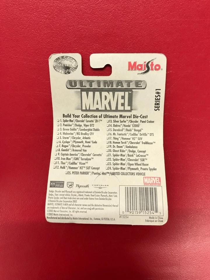 Maisto 2002 Ultimate Marvel Rogue #7 Chrysler Prowler Diecast Car - Image 2 of 2