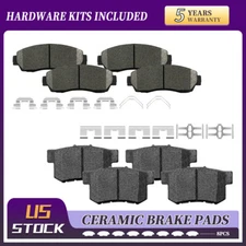 For Acura RDX FWD Honda Crosstour CR-V AWD Front Rear Ceramic Brake Pads &Clips