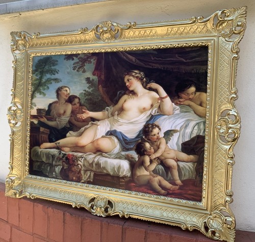 Cuadro con marco oro enmarcado 90x70 mural ángel mujer desnudo barroco - Imagen 2 de 11