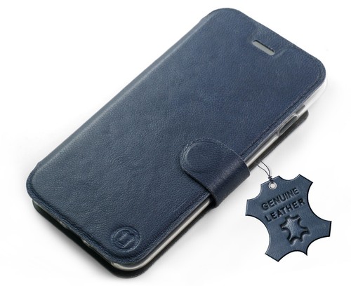 Funda Mobiwear para teléfonos Samsung A | Funda protectora de cuero auténtico azul - Imagen 5 de 54
