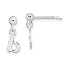 Sterling Silver Polished B Dangle Post Earrings Jewerly