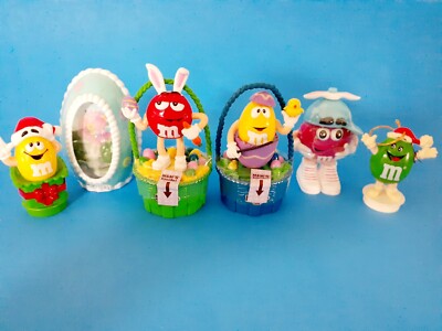M&M's 2 Easter Egg Basket Coin Banks New, Easter Egg New, Pinky New, 2 toppers