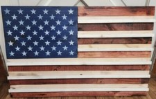 Handmade Wooden American Flag 30" x 19" Wall Art Decor Hand Painted Wall Hanging