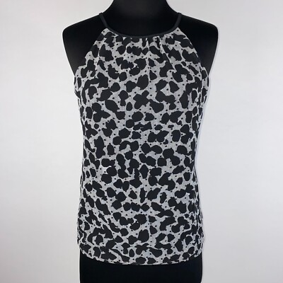Express Tank Top XS Cheetah Animal Print Halter Tie Keyhole Back JN