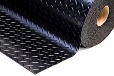 CHECKER PLATE PVC BLACK RUBBER GARAGE FLOORING MATTING 2M WIDE X 2.5MM THICK 