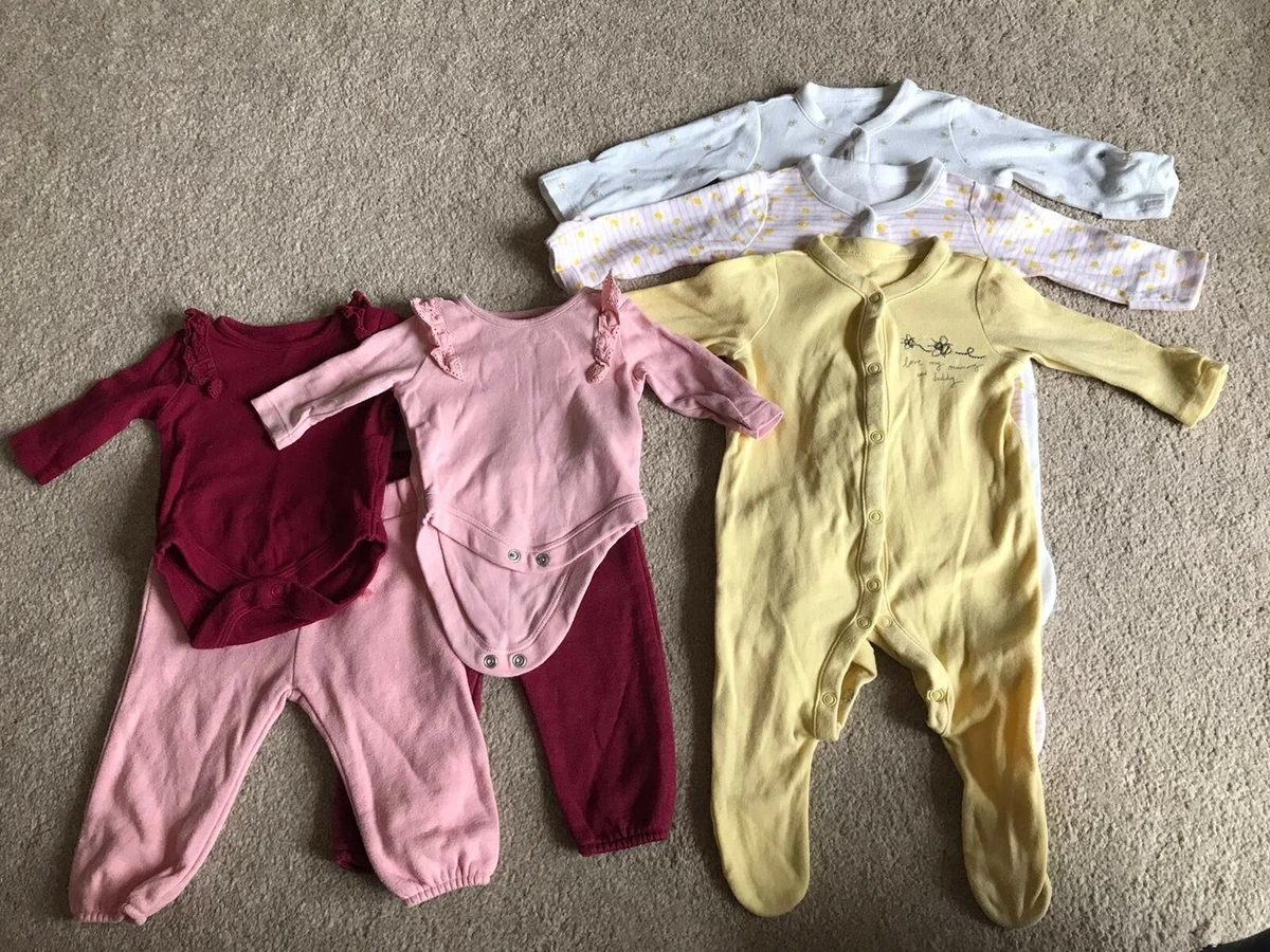 Large Bundle for Baby Girl upto 1 month Sleepsuits Daysuits 7 items