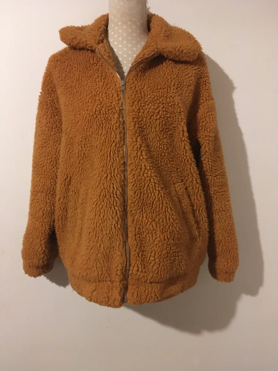 New look teddy 2025 fur coat in mustard