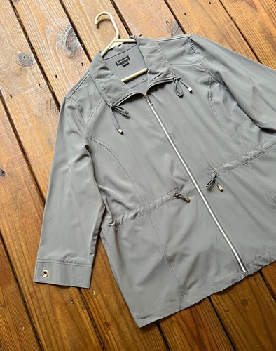 NWOT New Directions women's L gray lightweight zip front 3/4 sleeve jacket - Picture 2 of 12