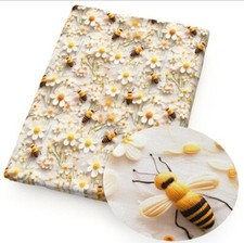 Bee FAUX LEATHER SHEET 8 x 12" 3D 1247957 flower SMOOTH TEXTURE