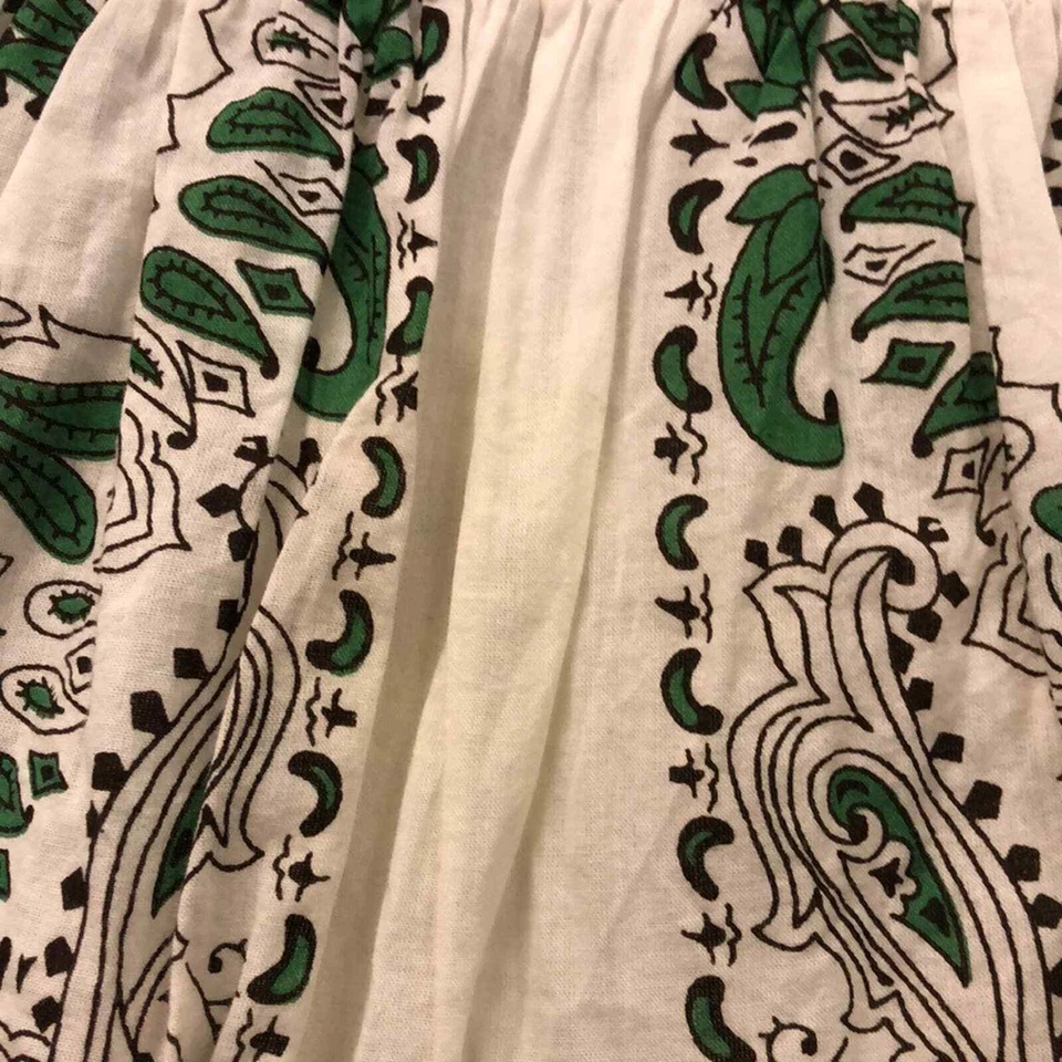 Mini-saia prato azul com design paisley preto verde júnior tamanho M 100% algodão - Imagem 2 de 4