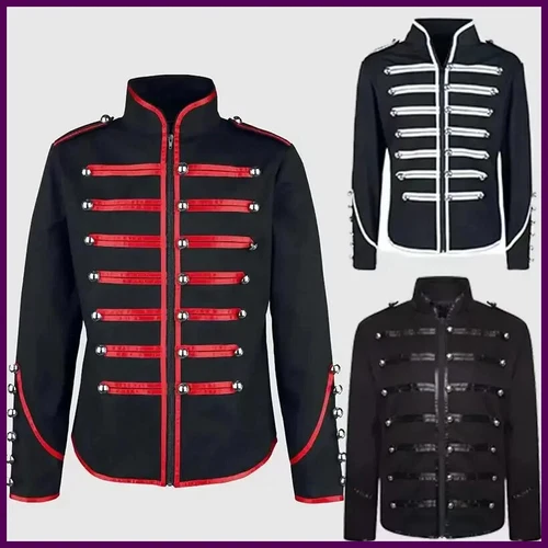 Steampunk Men Gothic Clothing Military Jackets Medieval Vintage Jacket Stand