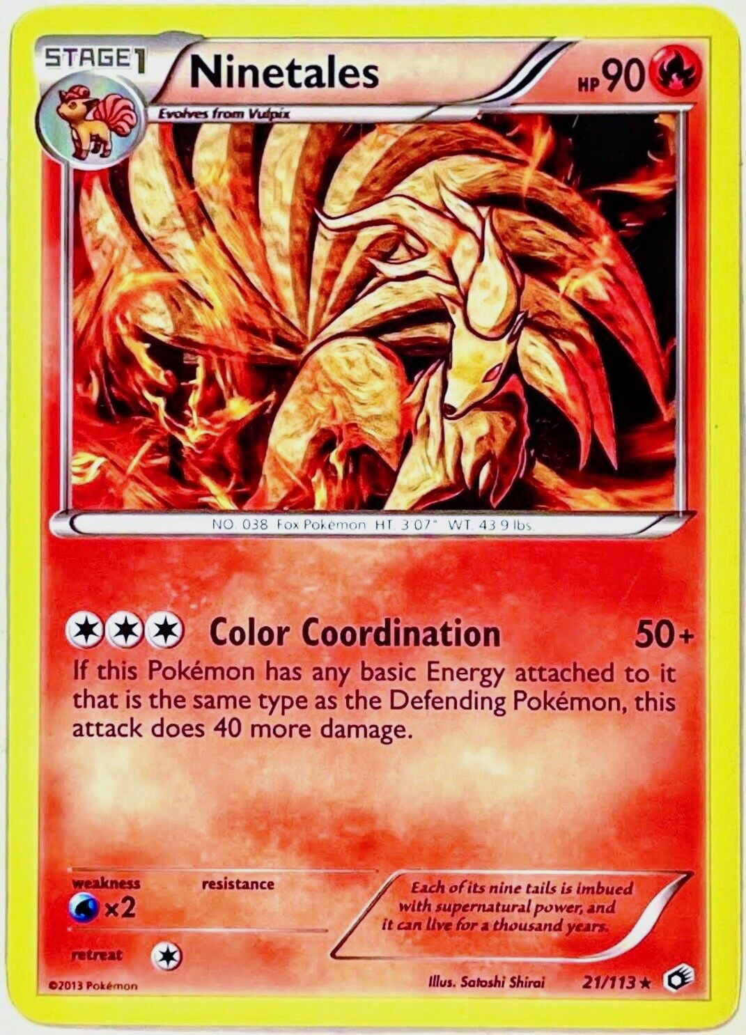 Ninetales 21/113 RARE Pokemon Card TCG 2013 B&W Legendary Treasures Nintendo LP
