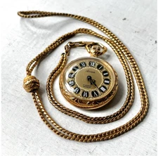 Vintage Arnex Pendant Watch 17j Art Deco 12k GF Slide Chain Necklace Runs