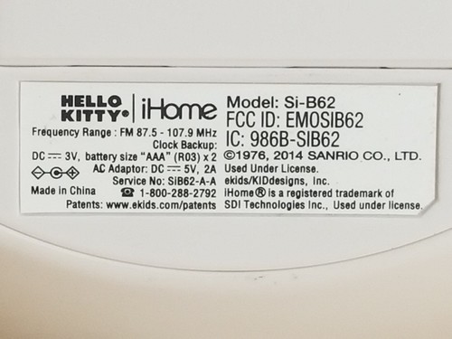 iHome Si-B62 Hello Kitty Sveglia Doppia con Altoparlante Bluetooth e Radio TESTATA - Foto 8 di 8