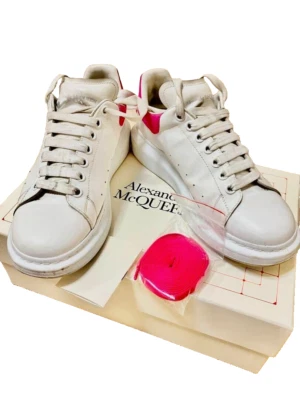 Alexander McQueen Chaussures De Sport Cuir Baskets Homme 42 Blanc X Rose - Photo 1/4