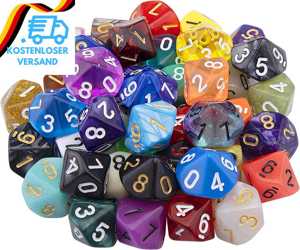 Siquk 42 StüCk Polyedrisch WüRfel Set 10 Seitige Bunt Spiel D10 FüR Dnd Mpg Mtg-image