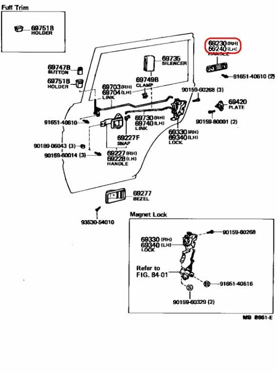 Kit de manijas exteriores para puerta trasera delantera derecha derecha Toyota OEM 90A00 para LAND CRUISER Foto 4 de 4