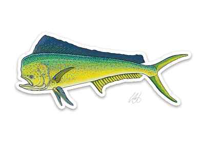 Mahi Mahi Fish Decal 5.5'' Surface Mount Casey Underwood Logo Sticker