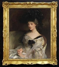 Handmade Old Master-Art Antique Oil Painting Portrait girl lady on canvas