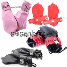 Dog Gloves Restraint Binding Lockable Mittens Hand Cuffs Slaver Restraints