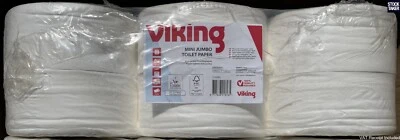 12 Rolls Viking Mini Jumbo Toilet Tissue 2-Ply White Paper 180m VAT Invoice