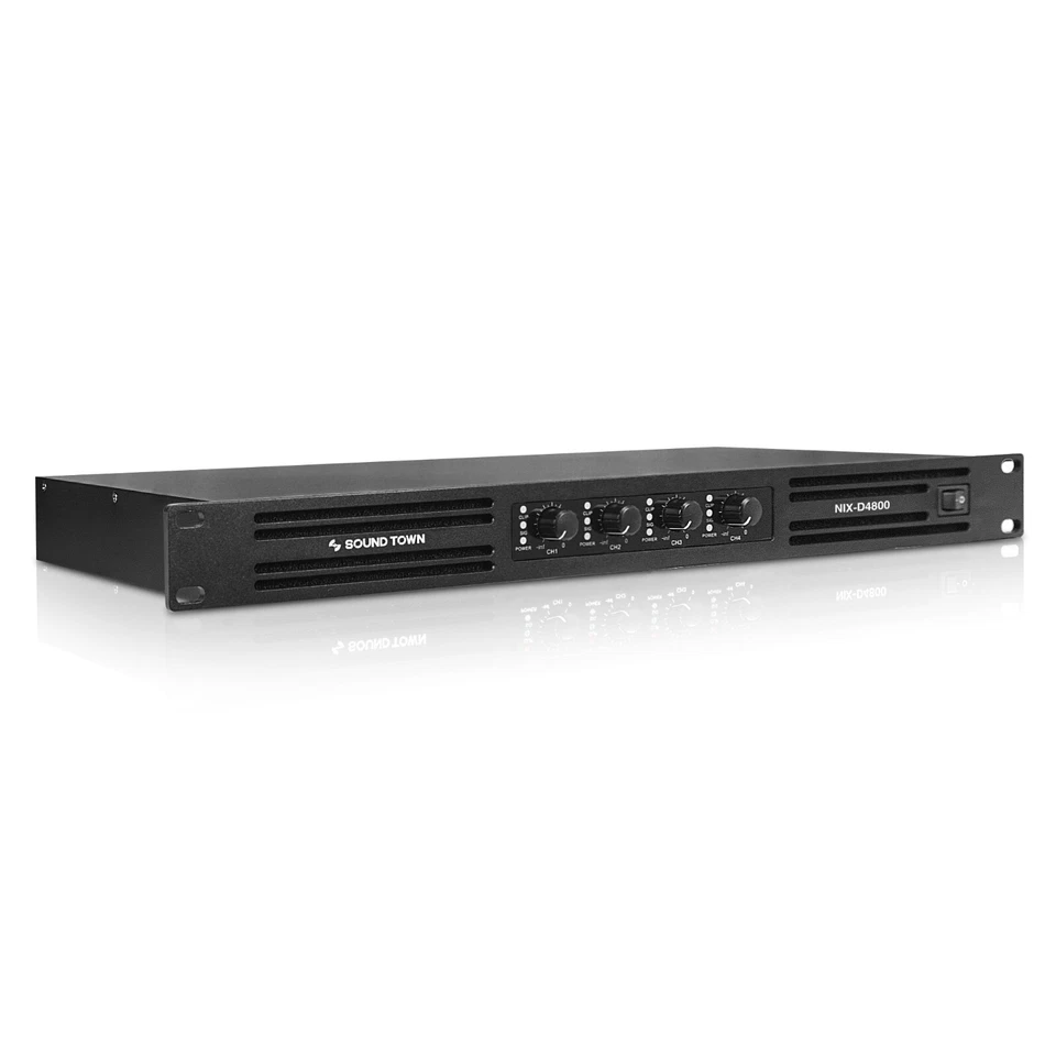 Sound Town 1U Class-D 4 Channel PA/DJ Amplifier 4 x 720W RMS (4-Ohm) (NIX-D4800) - Image 2 of 4