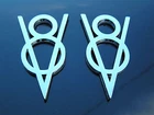 VINTAGE STYLE V8 PAIR CHROME METAL EMBLEMS Car Badges *NEW* suit Ford etc.