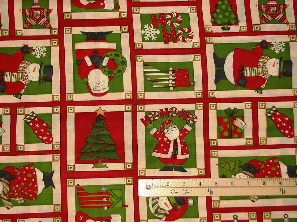 SOUTH SEA IMPORTS Ho Ho Holiday Santa Mumm Christmas Fabric Blocks 29" Repeat #67448