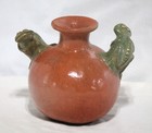 Unique Mexican red clay terracotta, folk art pot w/ frog handles — photo 3