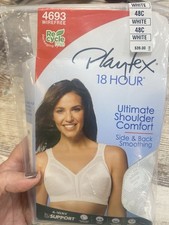 Playtex 18Hour Ultimate Shoulder Comfort Wireless Bra White 48C New