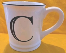 NEW Monogram Letter C Initial Coffee Tea Mug White & Black MODERN EXPRESSIONS 