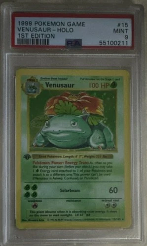 Pokémon Venusaur Base Set Shadowless 1st Edition Holo 015/102 PSA 9 1999