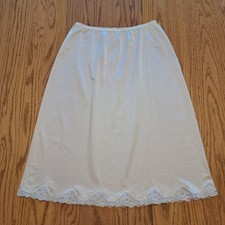 Vtg Shadowline Half Slip Off White Scalloped Lace Hem Medium Tall USA