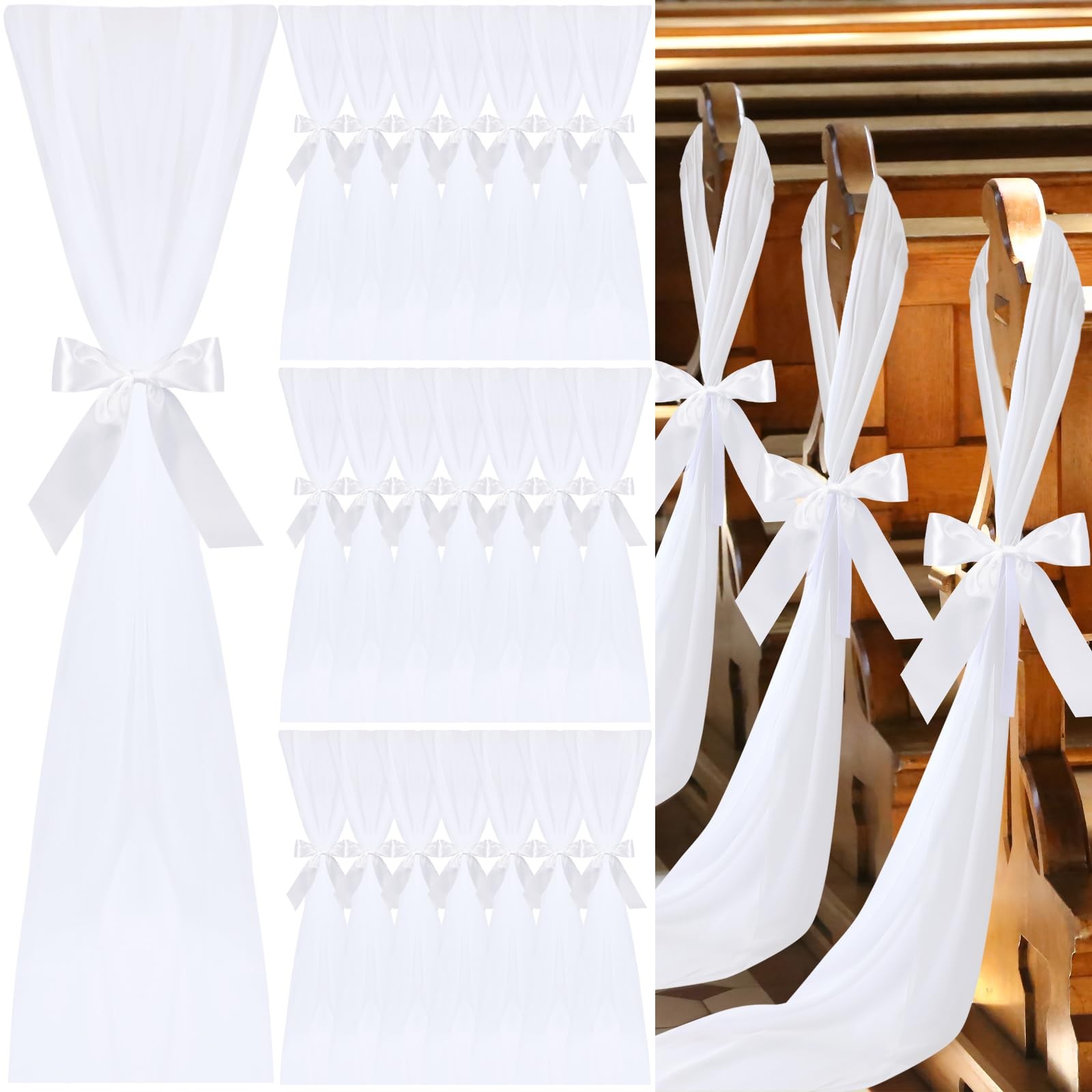 Decor Bulk White Chair Sashes With Ribbons Tulle ...